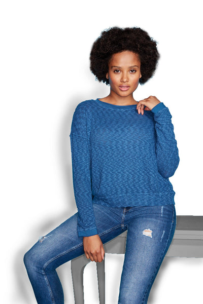 Long Sleeve Knit Top with Rolled Neckline