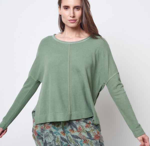 Short Sleeve Knit Top with Rolled Neckline – StoneFlowers